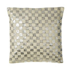 Square Ivory And Silver Check Cushion