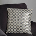 Square Ivory And Silver Check Cushion