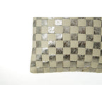 Square Ivory And Silver Check Cushion