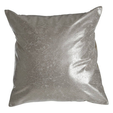 Silver Crush Leather Effect Cushion
