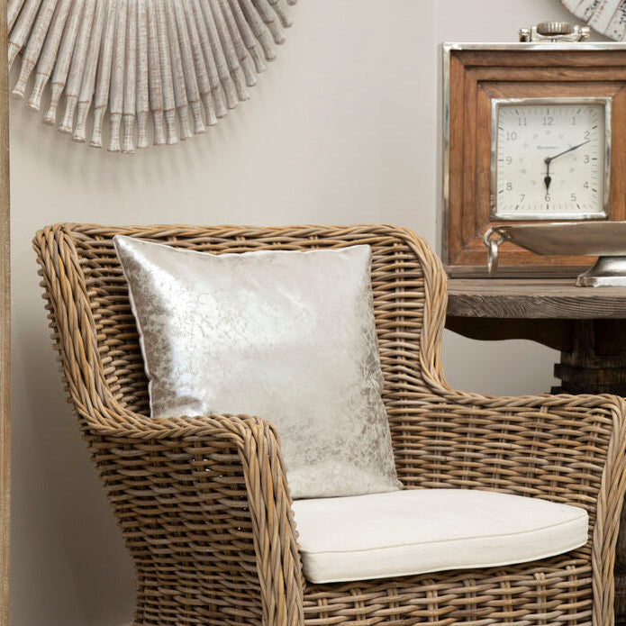 Silver Crush Leather Effect Cushion