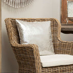 Silver Crush Leather Effect Cushion