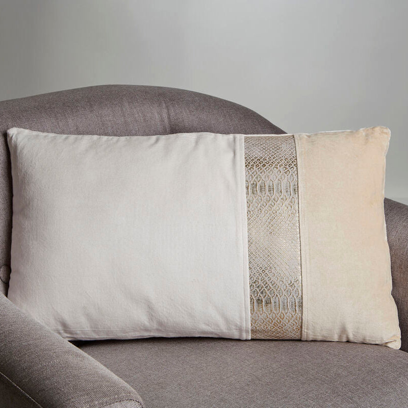 Cream And Gold Rectangular Cushion