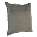 Grey Chevron Hair on Leather Patchwork Cushion