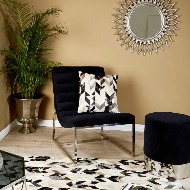 Black and White Patchwork Cowhide Cushion