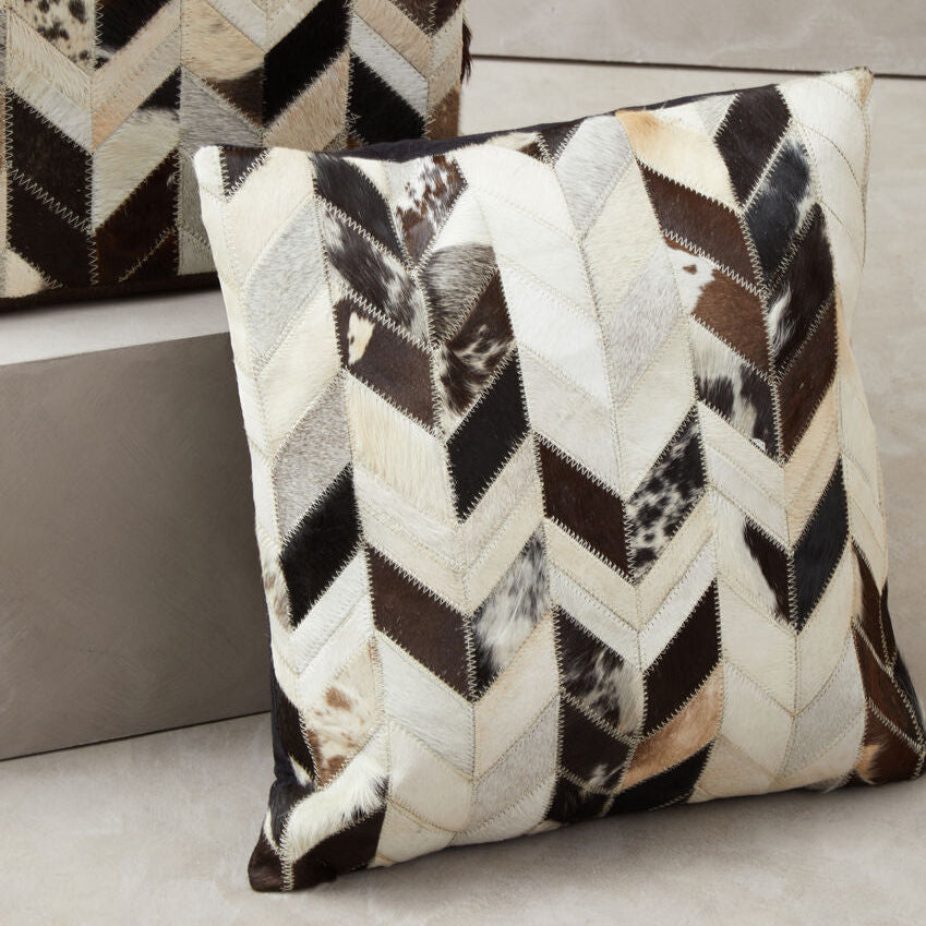 Black and White Patchwork Cowhide Cushion