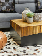 Black Hair on Leather Patchwork Cushion