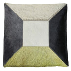 Geometric Hair on Leather Patchwork Cushion