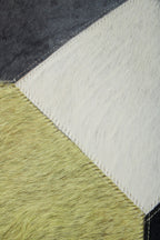Geometric Hair on Leather Patchwork Cushion