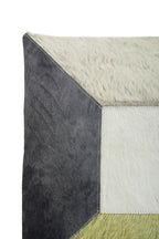 Geometric Hair on Leather Patchwork Cushion