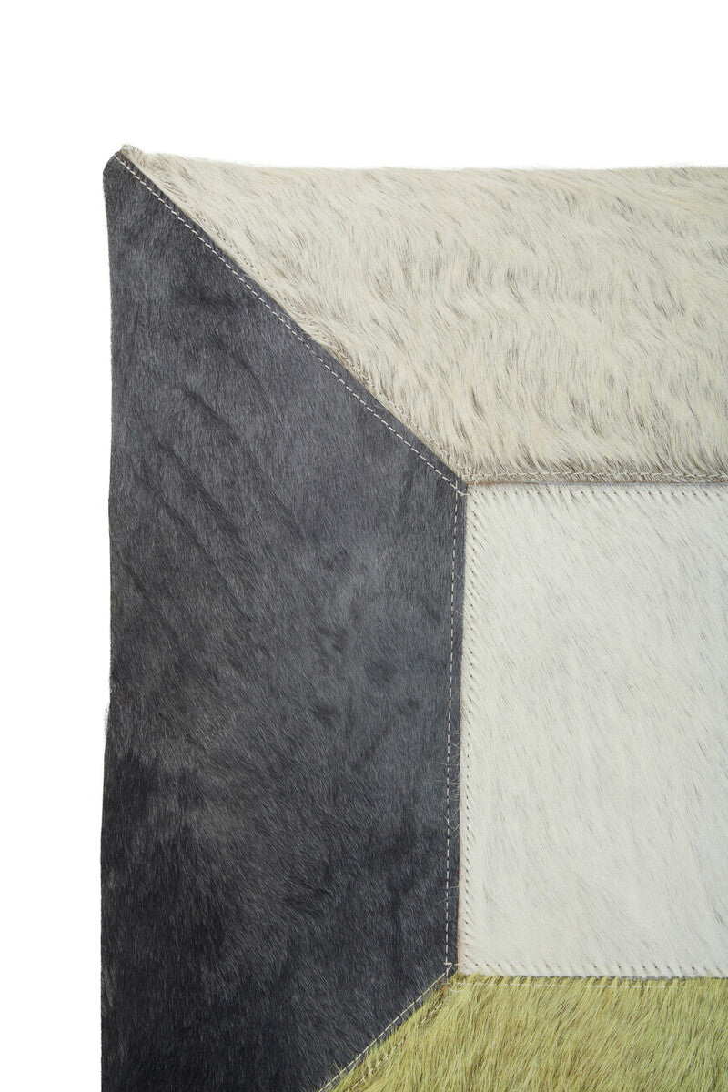 Geometric Hair on Leather Patchwork Cushion