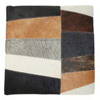 Neutral Colourblock Hair on Leather Patchwork Cushion