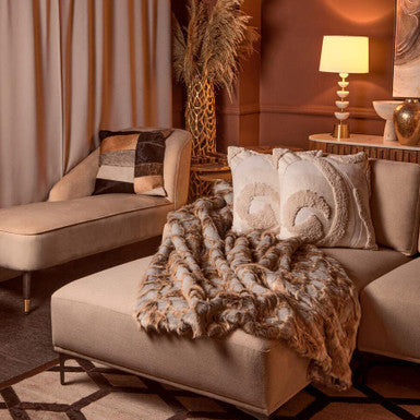 Neutral Colourblock Hair on Leather Patchwork Cushion