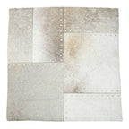 Grey Hair on Leather Patchwork Cushion