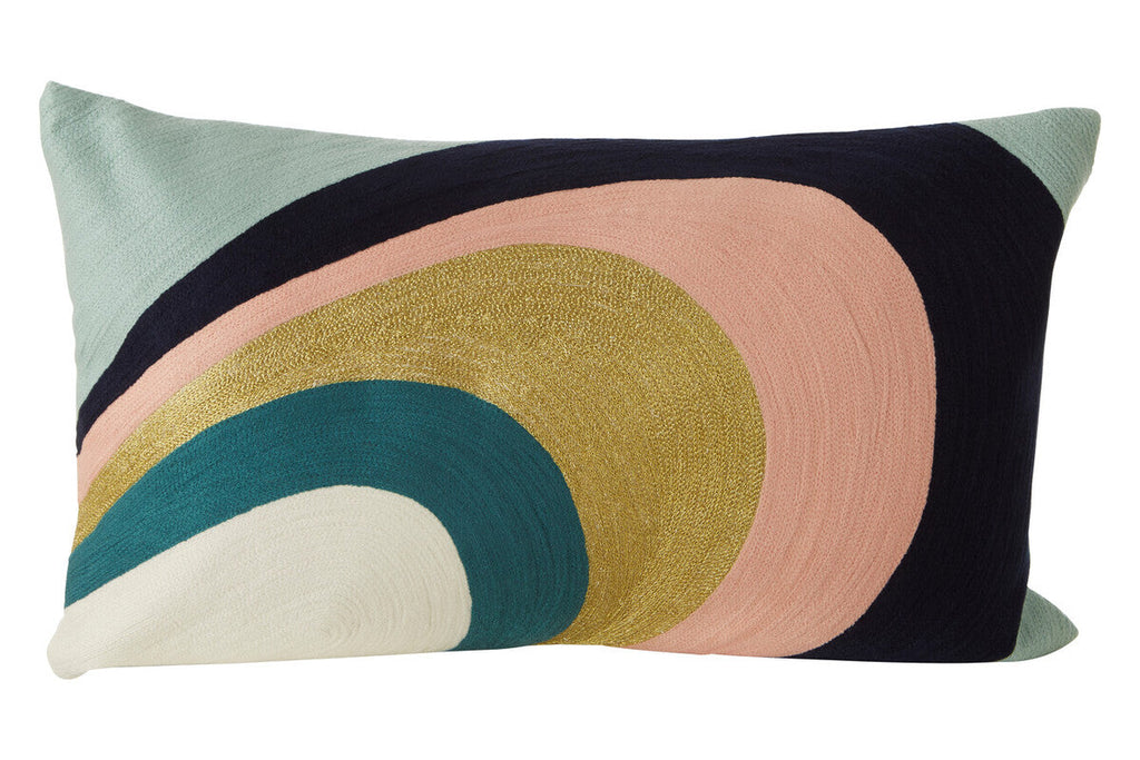 Curved Stripes Embroidered Cushion