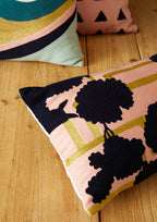 Curved Stripes Embroidered Cushion