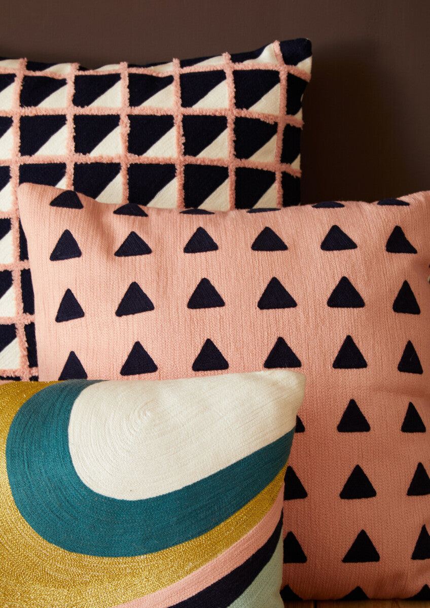 Curved Stripes Embroidered Cushion