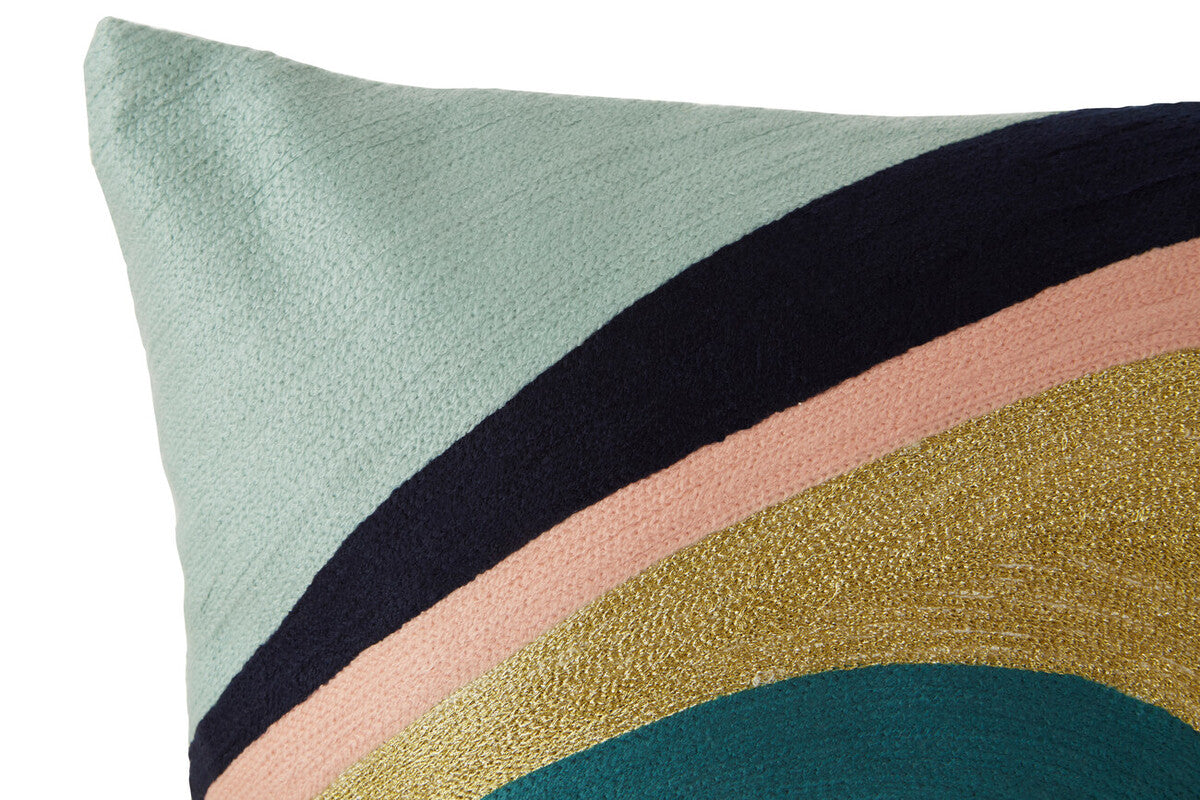 Curved Stripes Embroidered Cushion