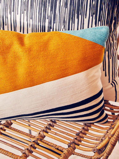 Black and White Embroidered Cushion