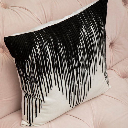 Black and White Embroidered Cushion