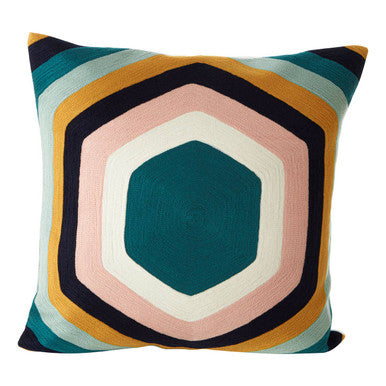 Hexagonal Design Embroidered Cushion