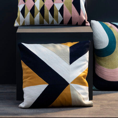 Abstract Pattern Embroidered Cushion