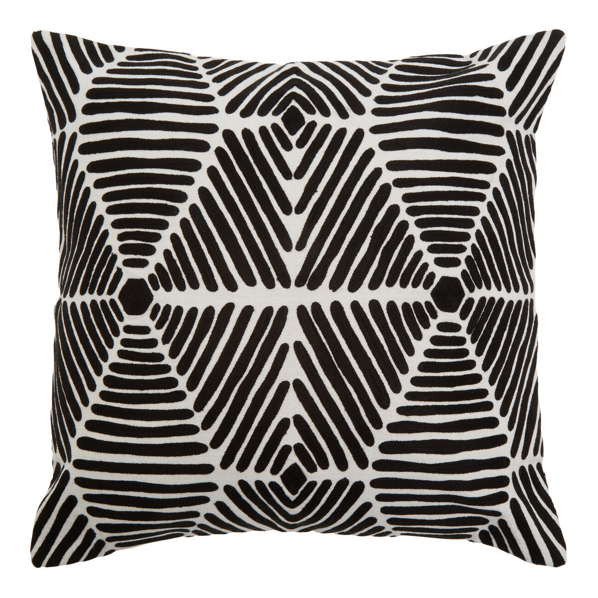 Black And White Square Embroidered Cushion