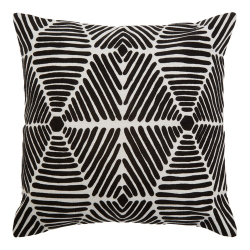 Black And White Square Embroidered Cushion