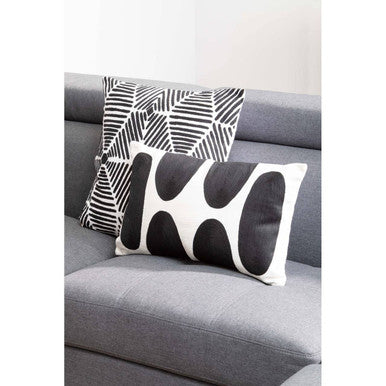 Black And White Square Embroidered Cushion