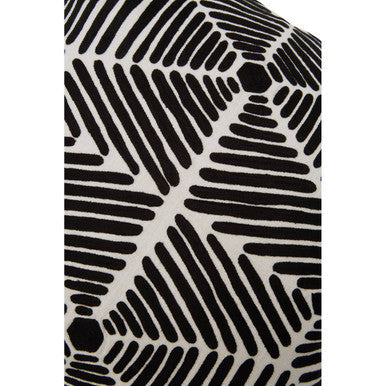 Black And White Square Embroidered Cushion