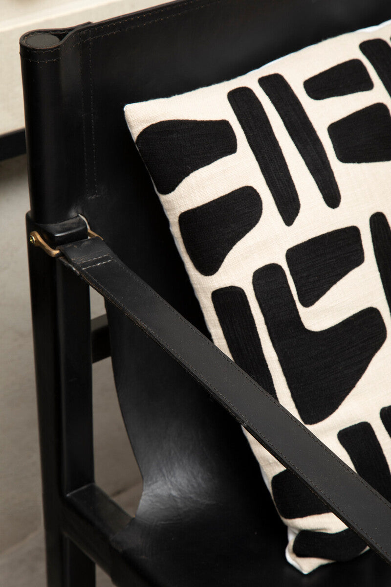 Natural And Black Square Cushion
