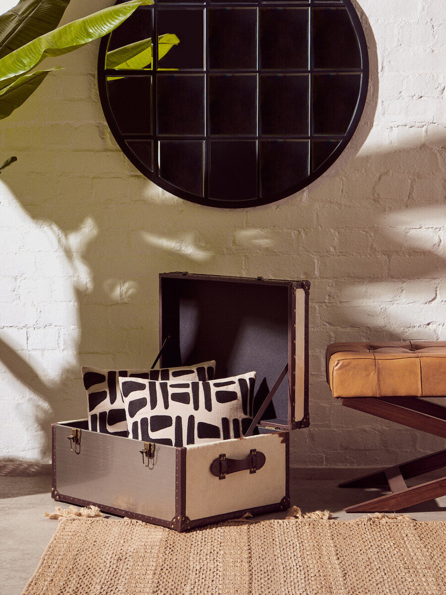 Natural And Black Square Cushion