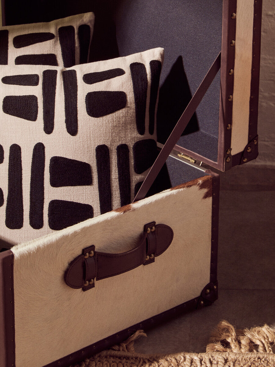 Natural And Black Square Cushion