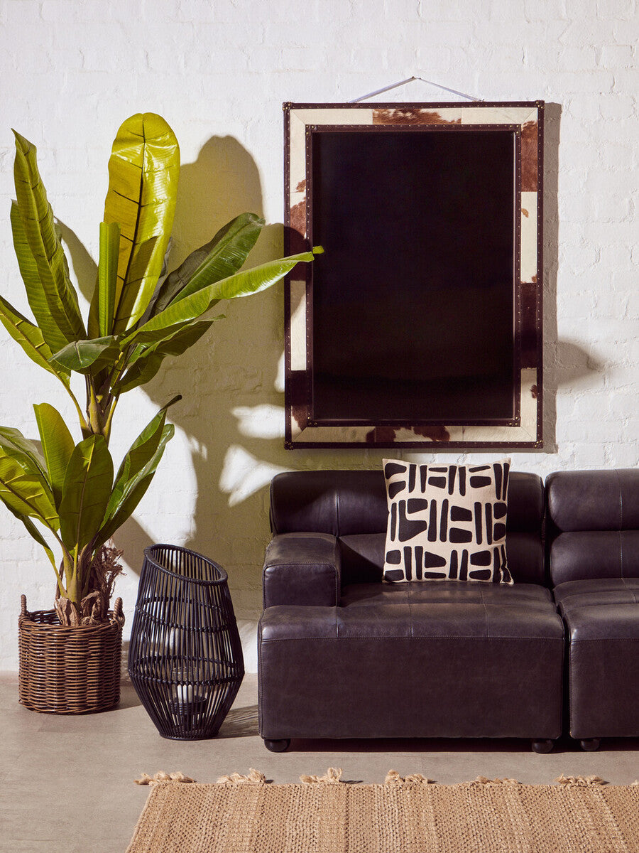 Natural And Black Square Cushion