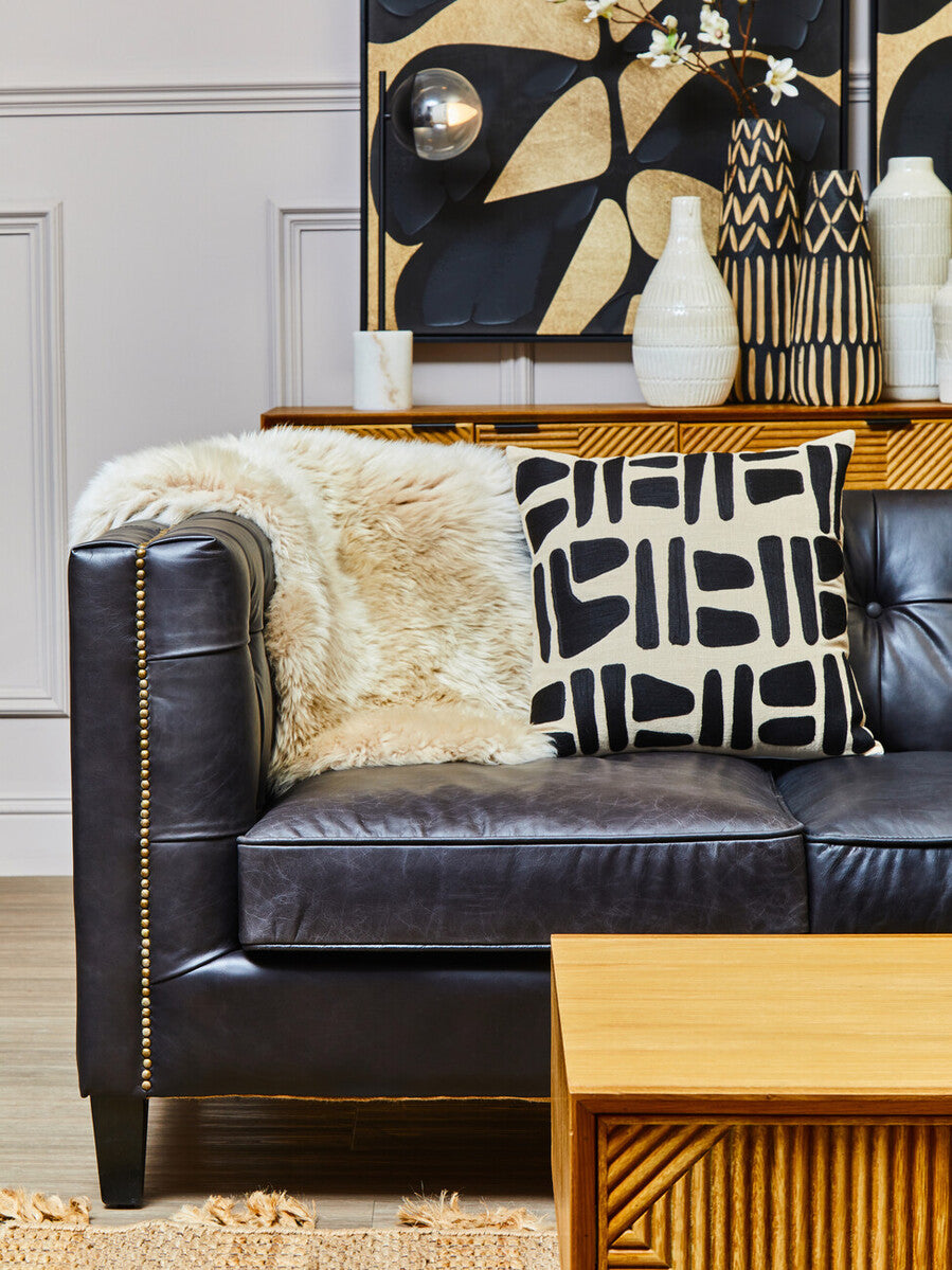 Natural And Black Square Cushion