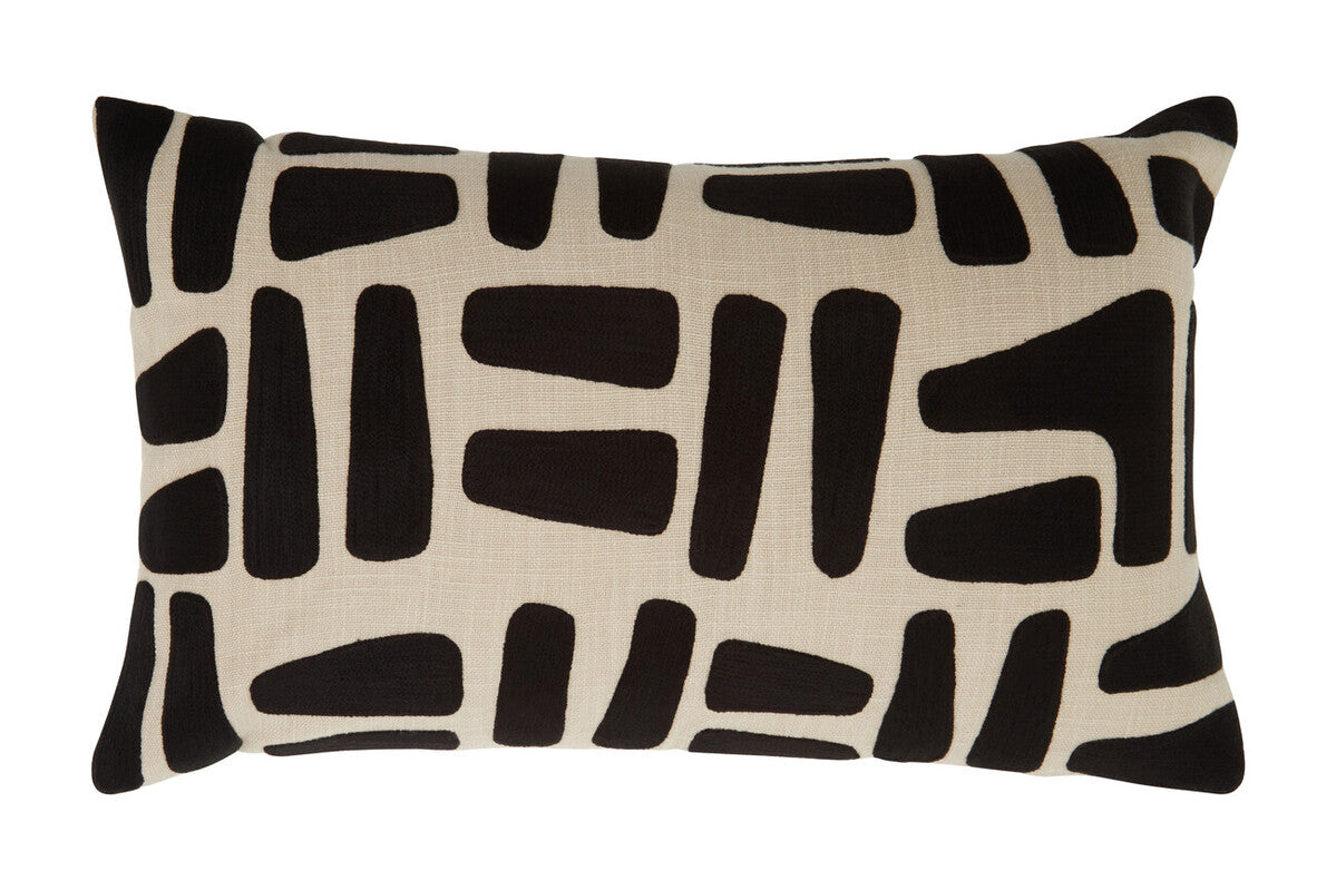 Natural And Black Rectangular Cushion