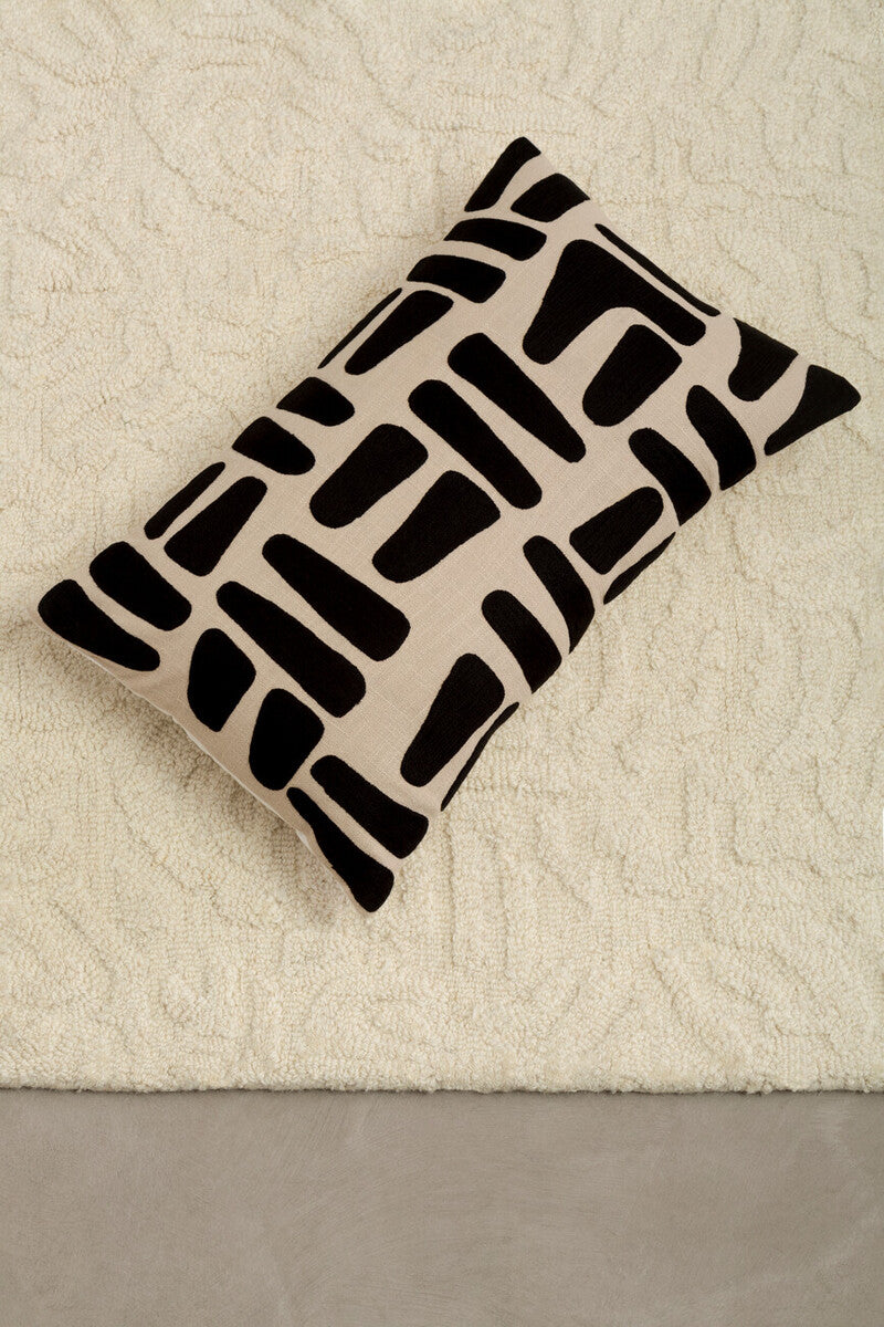 Natural And Black Rectangular Cushion