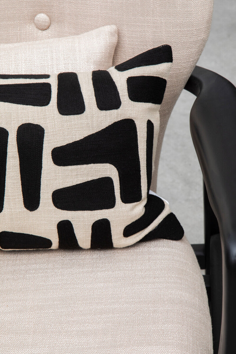 Natural And Black Rectangular Cushion