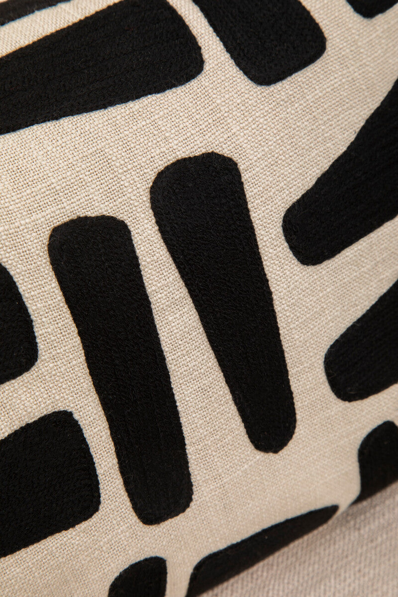 Natural And Black Rectangular Cushion