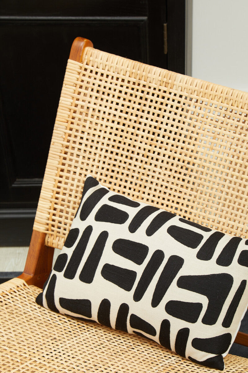Natural And Black Rectangular Cushion