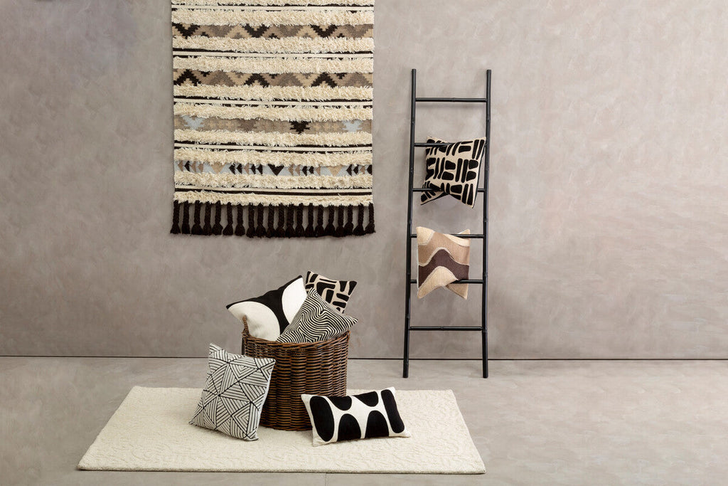 Natural And Black Rectangular Cushion
