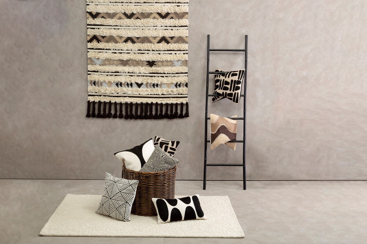 Natural And Black Rectangular Cushion