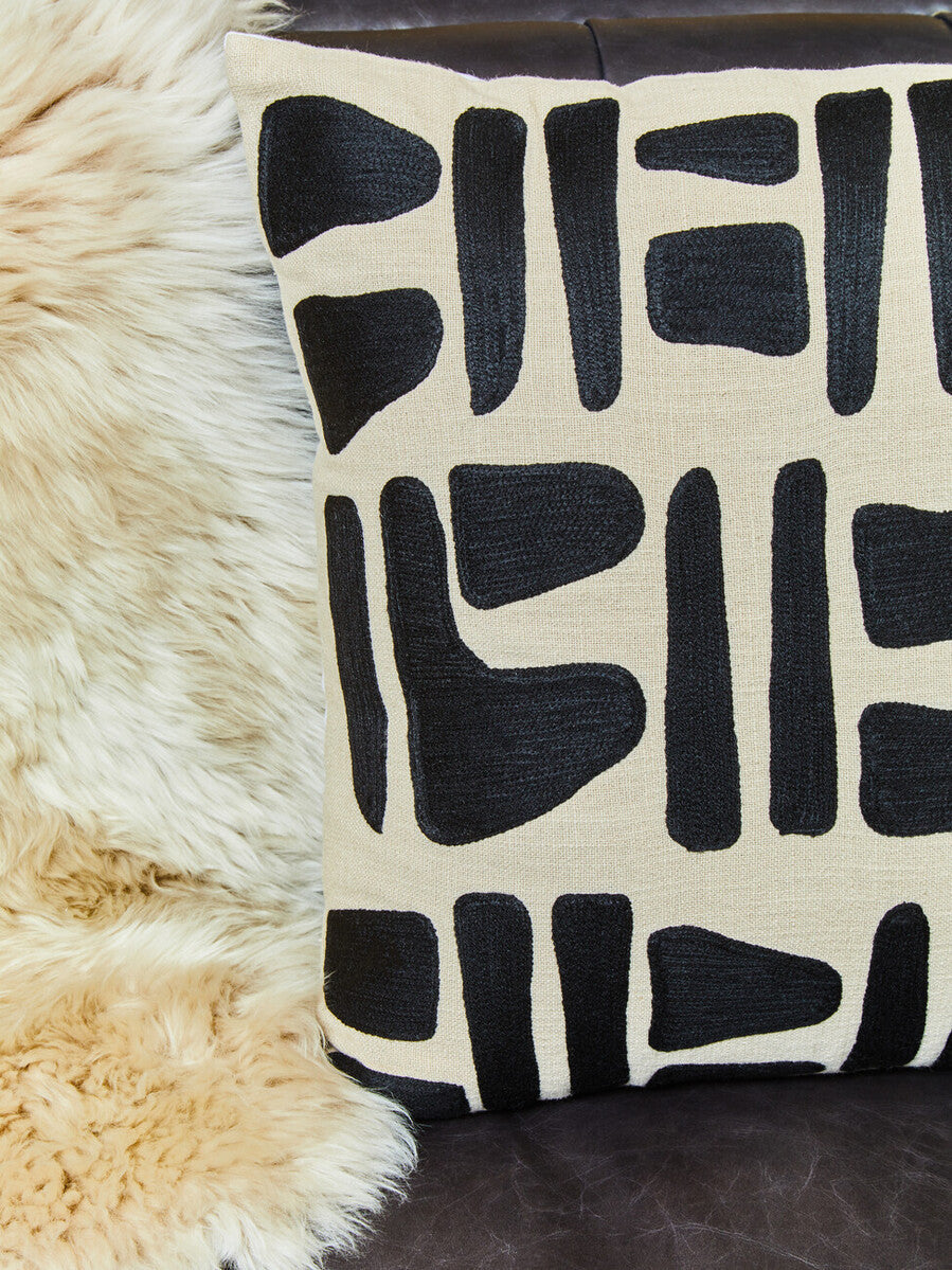 Natural And Black Rectangular Cushion
