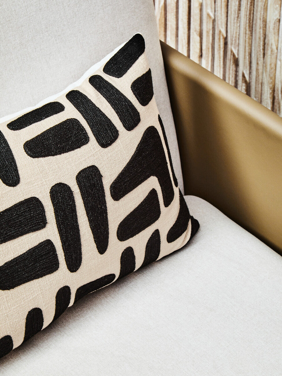 Natural And Black Rectangular Cushion