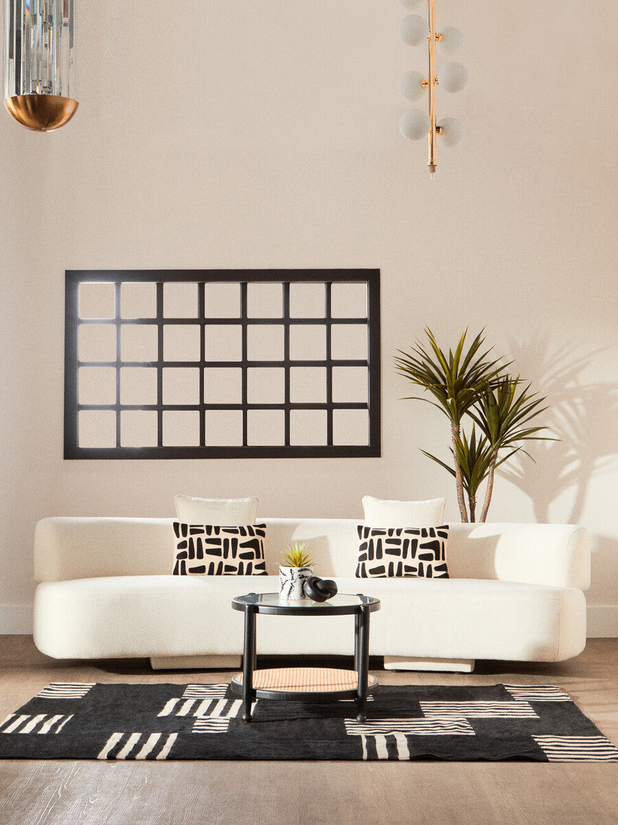 Natural And Black Rectangular Cushion