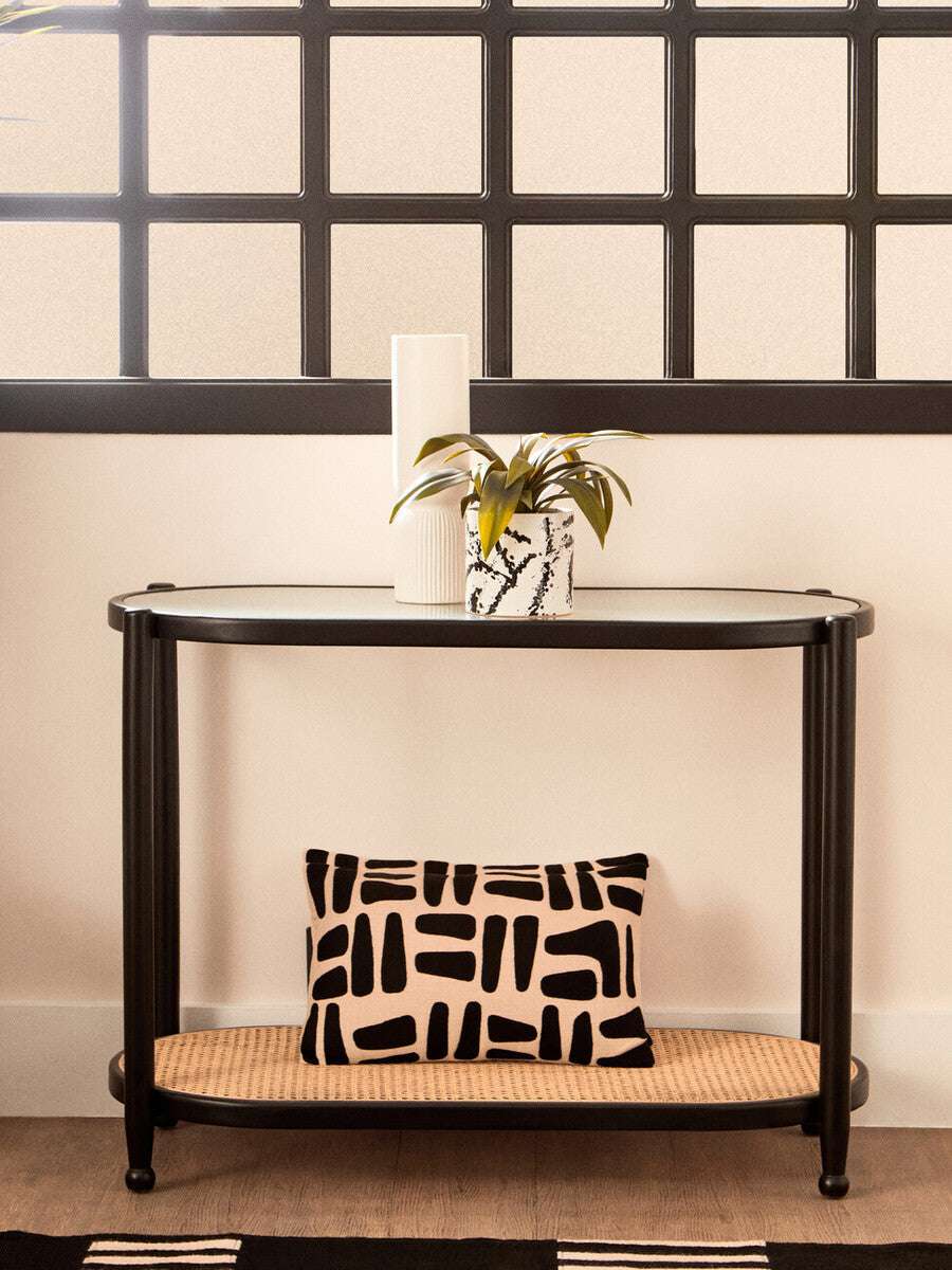 Natural And Black Rectangular Cushion