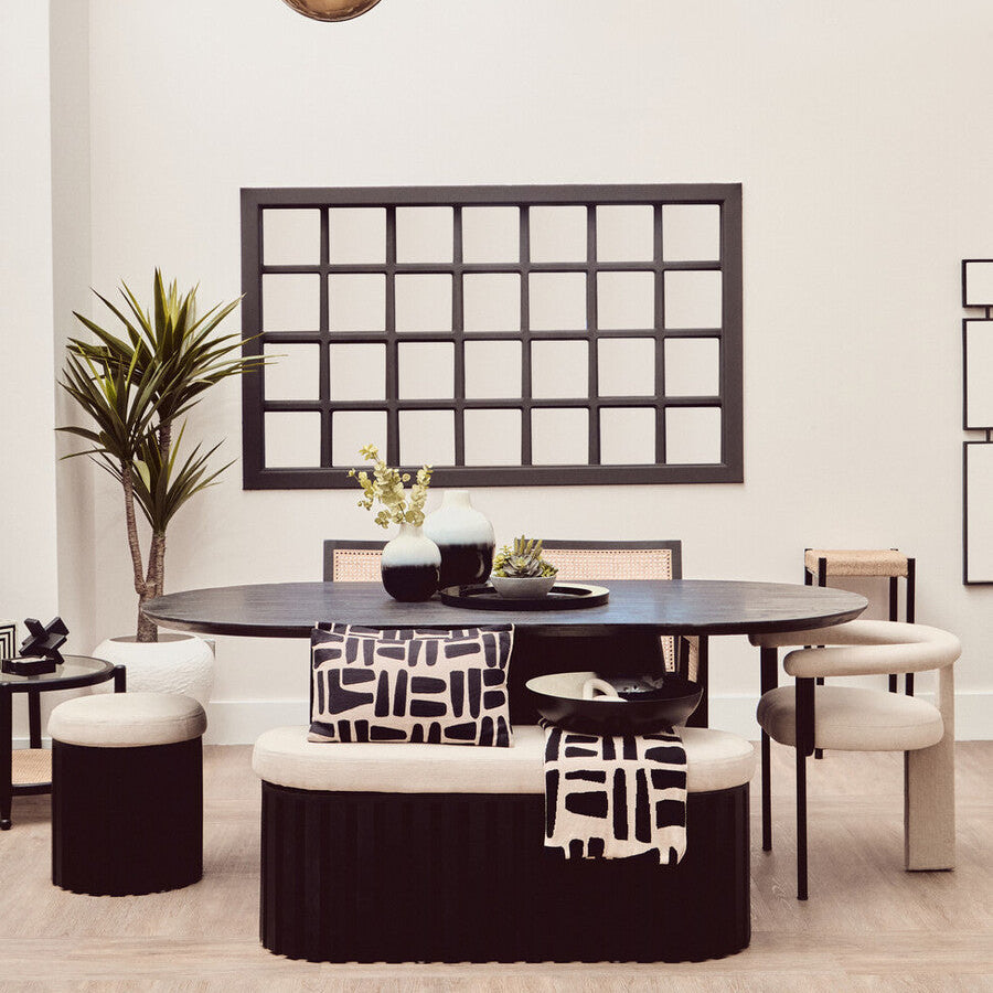 Natural And Black Rectangular Cushion