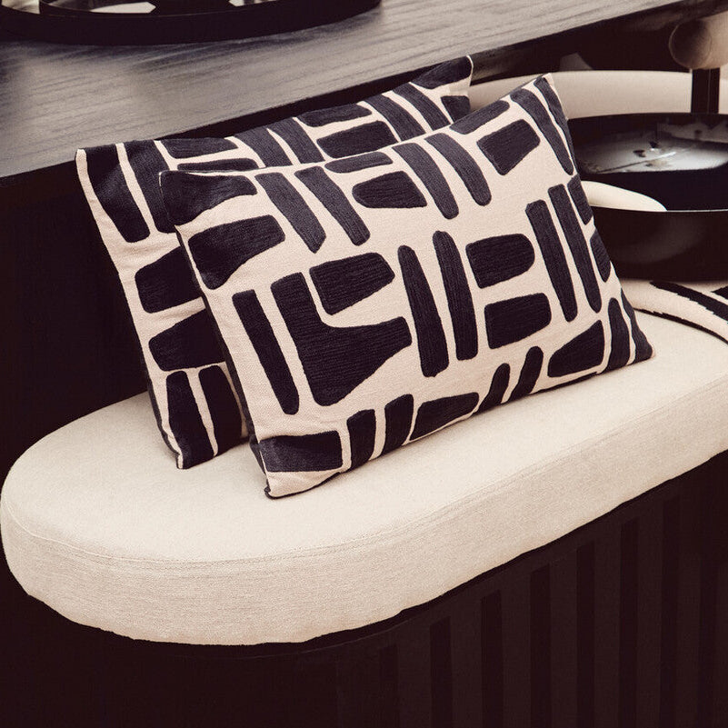 Natural And Black Rectangular Cushion