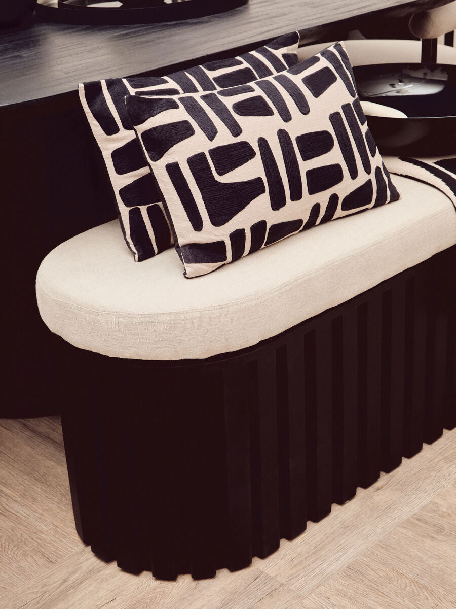 Natural And Black Rectangular Cushion