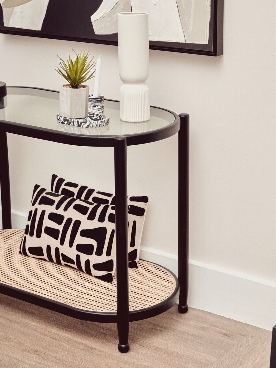 Natural And Black Rectangular Cushion
